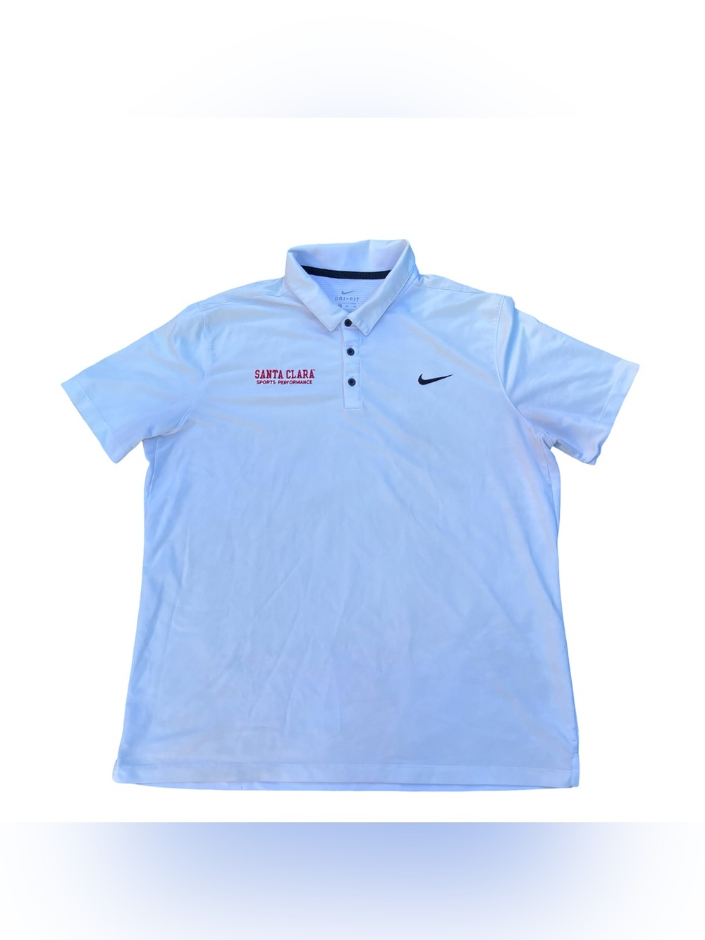 Nike Dri Fit Polo Shirt XL Santa Clara SCU Sports Broncos Black Buttons READ San